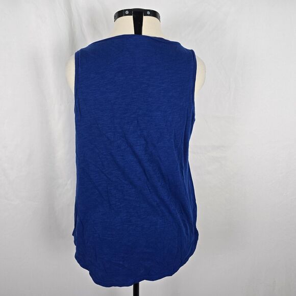 DKNY Tank Top Women's XL Blue Sleeveless Wide Straps Embordered Aztec - Picture 6 of 16